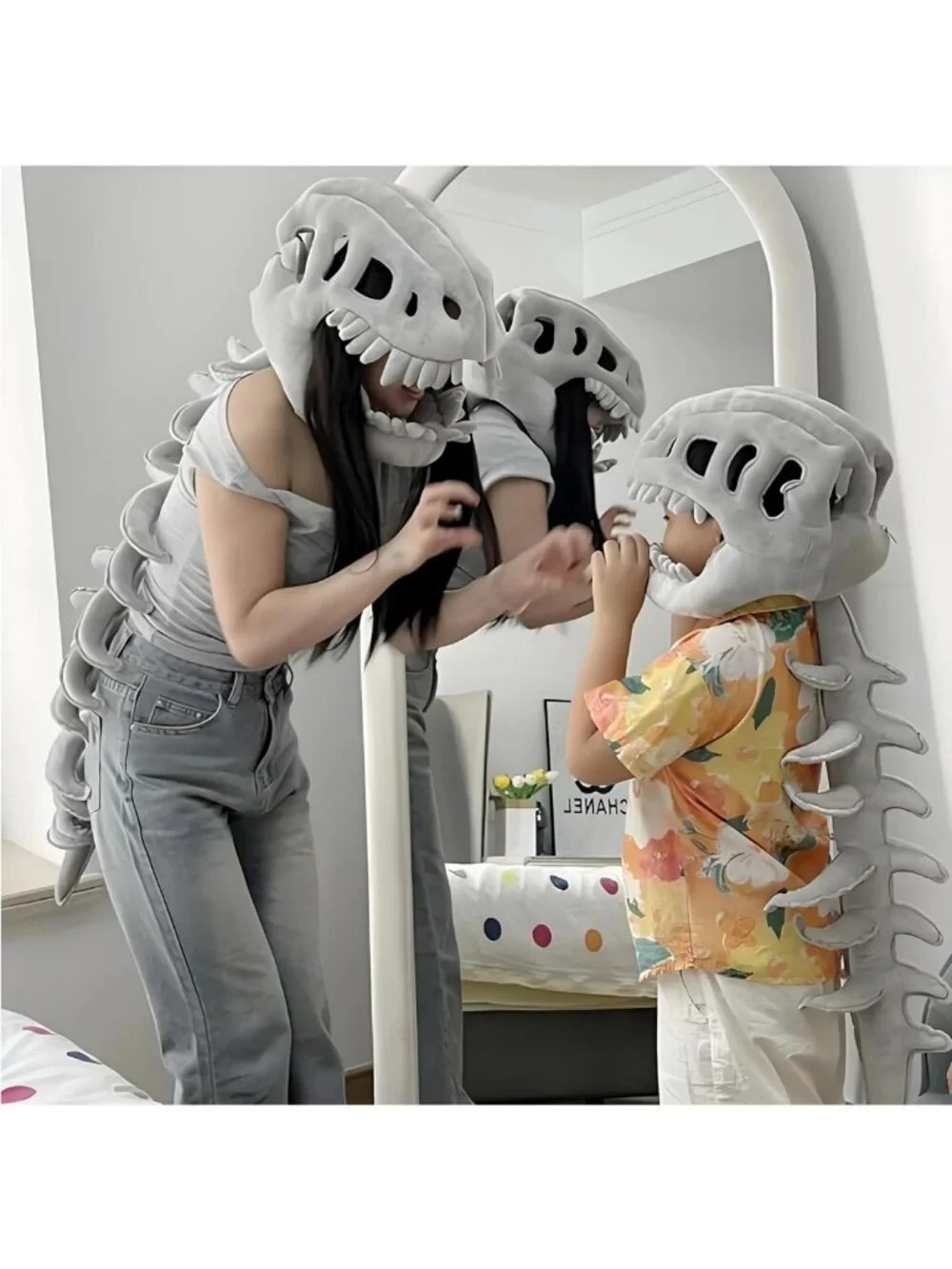 Realistic 3D Dinosaur Skeleton Costume for Halloween, Themed Skull Cosplay
